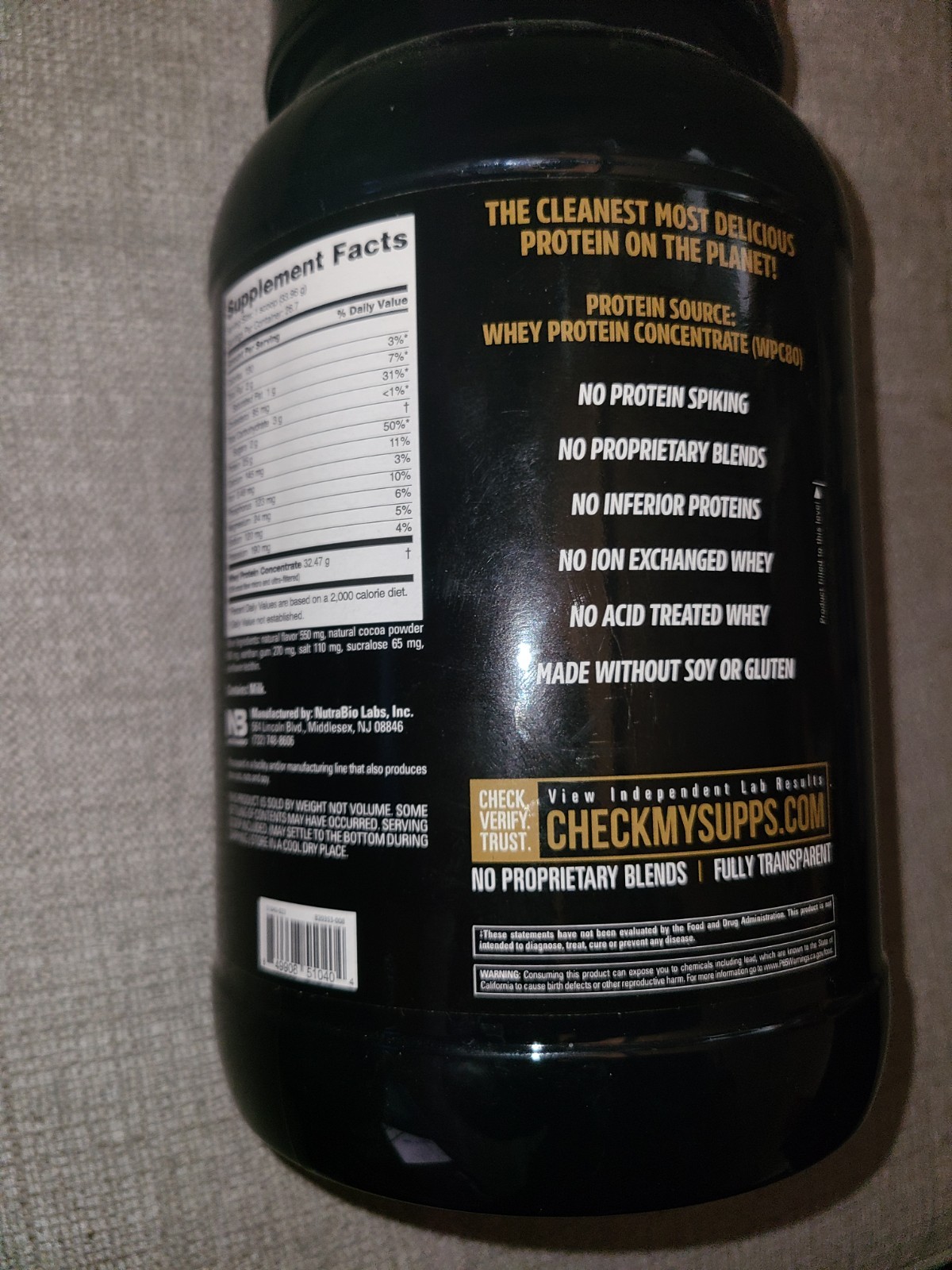 NB Classic NutraBio Chocolate Milkshake Whey Protein – 2 lb