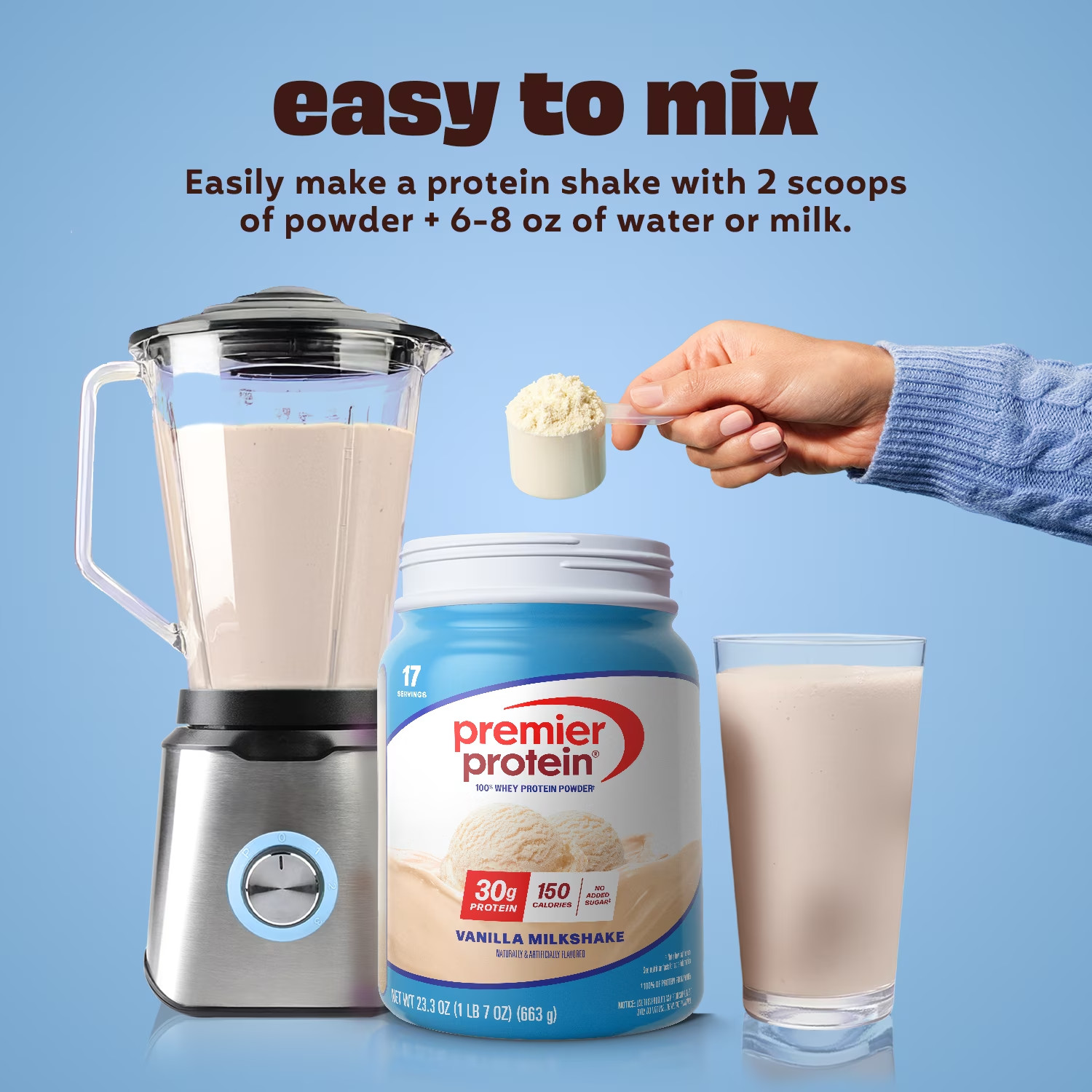 Premier Protein 100% Whey Protein Powder, Vanilla Milkshake, 30g Protein, 23.3 o