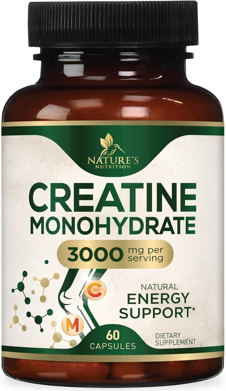 Unflavored Creatine Monohydrate 60 Capsules – Boost Energy, Strength & Muscle