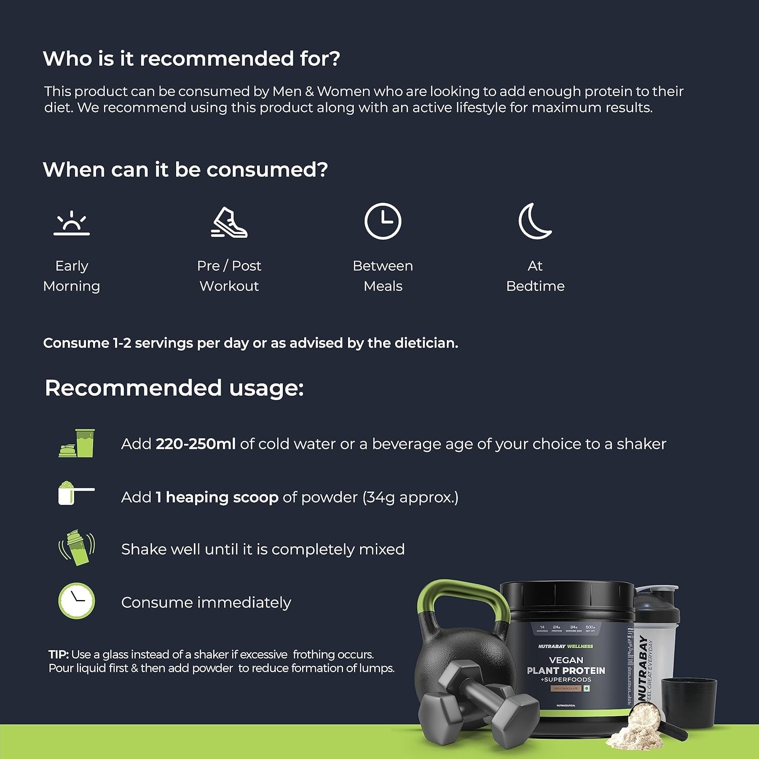 Plant Protein Powder + Superfoods 24g Protein -500g Rich Chocolate, 14 Servings