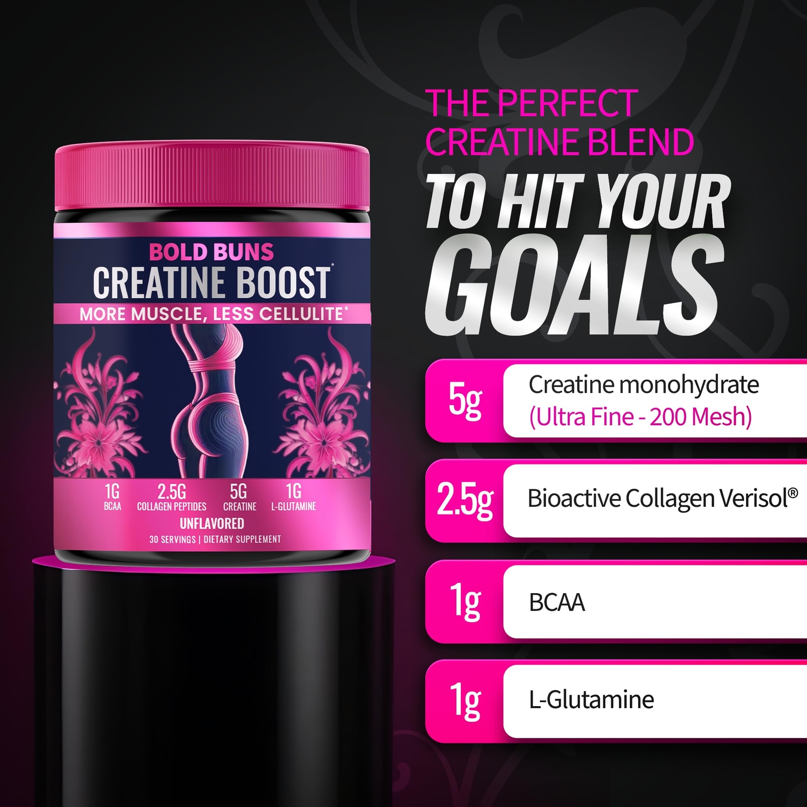 Bold Buns Creatine for Women 30 Servings – Booty Gain & Cellulite Support