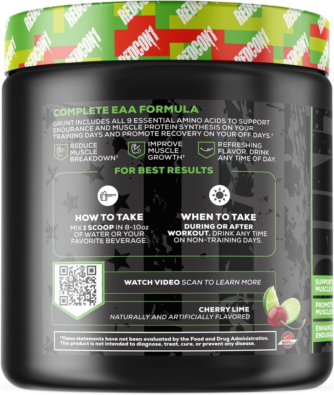 Redcon1 Grunt EAA BCAA Amino Acid Powder Lean Muscle Recovery 30svg 3 Flavors