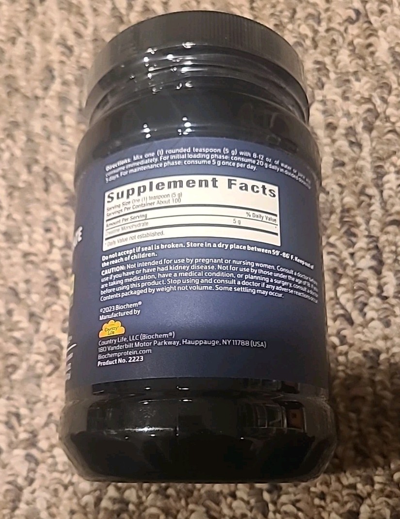 Biochem Creatine Monohydrate Powder 100 Servings Sealed – Exp 01/28