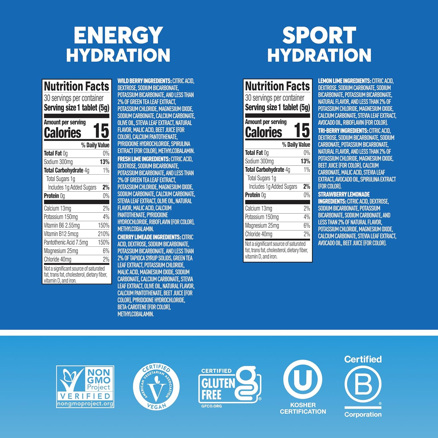 Nuun Energy Electrolyte Tablets Caffeine Mixed Flavors, 60 Servings