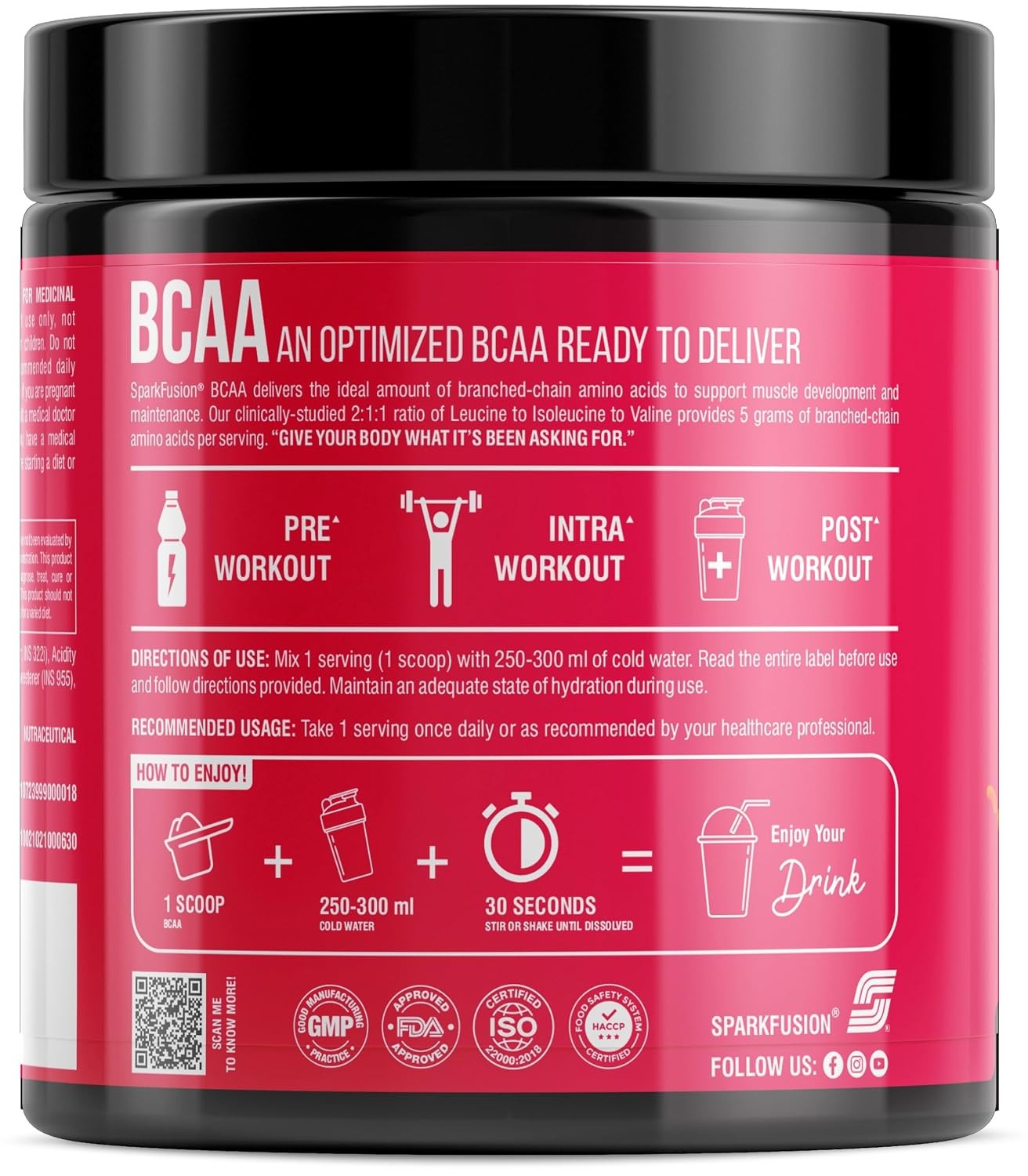 Sparkfusion BCAA Powder Smash Orange Flavour 250gm