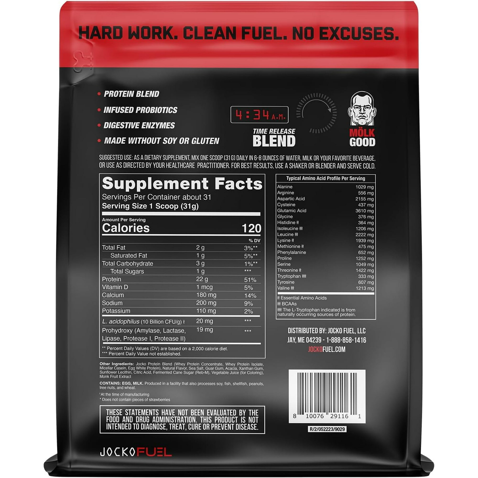 Jocko Mölk Whey Protein Powder 22g Sugar-Free – 31 Servings, Strawberry