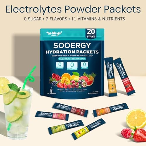 Electrolytes Powder Packets Sugar Free Hydration Packets, 7 Flavors Liquid