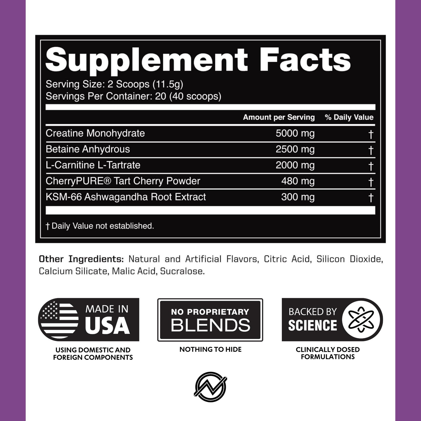 Outwork Nutrition Post Workout Recovery Powder Creatine Monohydrate, KSM66 A…