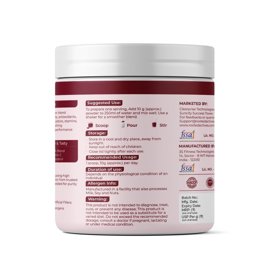 Beetroot Powder with BCAA L-Arginine L-Carnitine Resveratrol Nitric oxide boost
