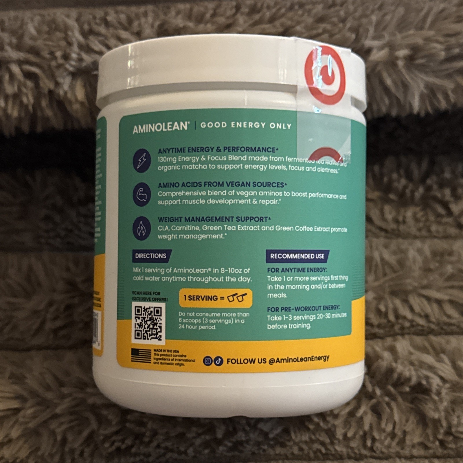 RSP Nutrition AminoLean x Smart Sweets Pre-Workout Energy Supplements Peach Ring