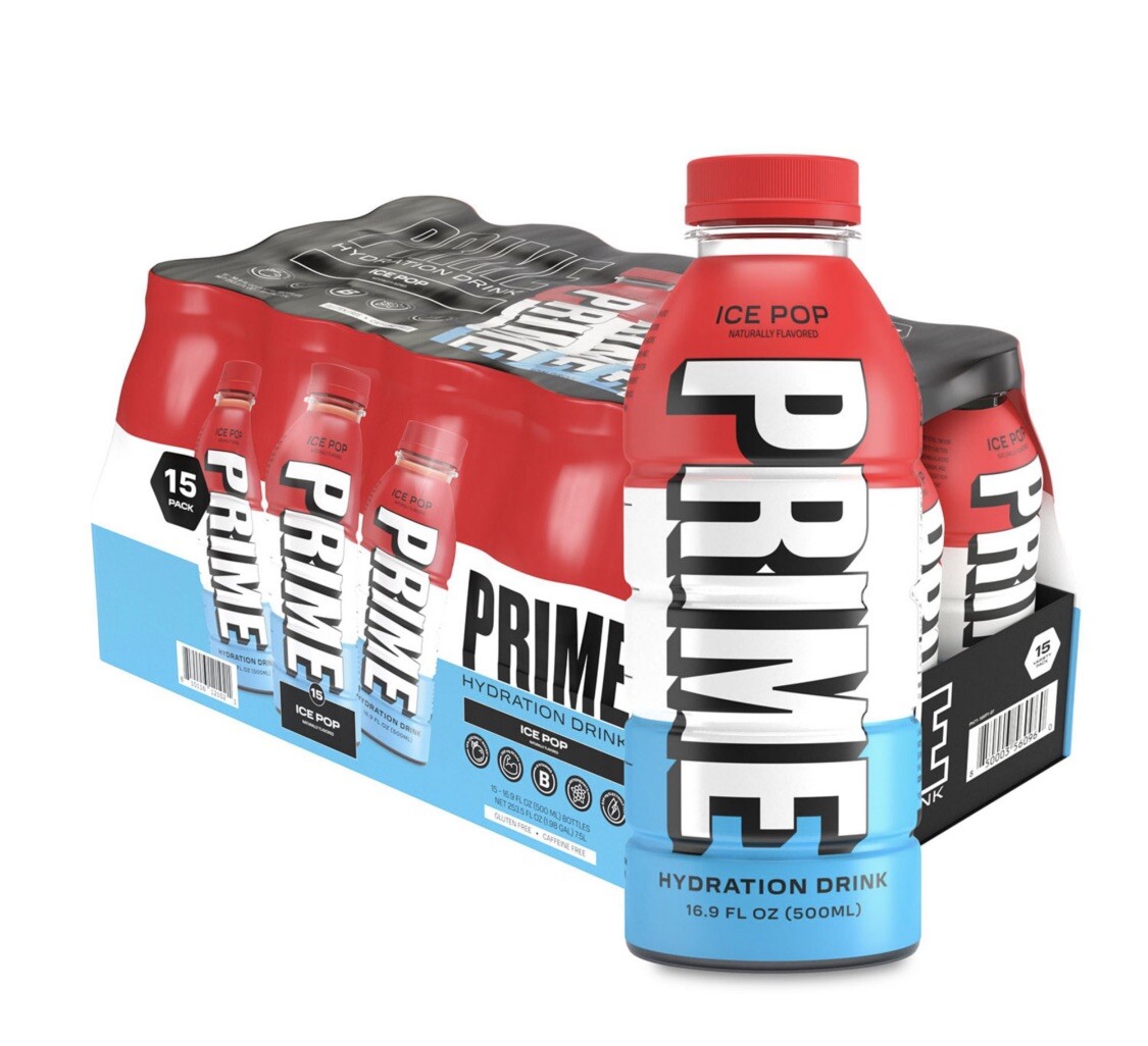 PRIME Hydration Drink – Ice Pop -(15 Pack , 16.9 fl oz ) Limited Time
