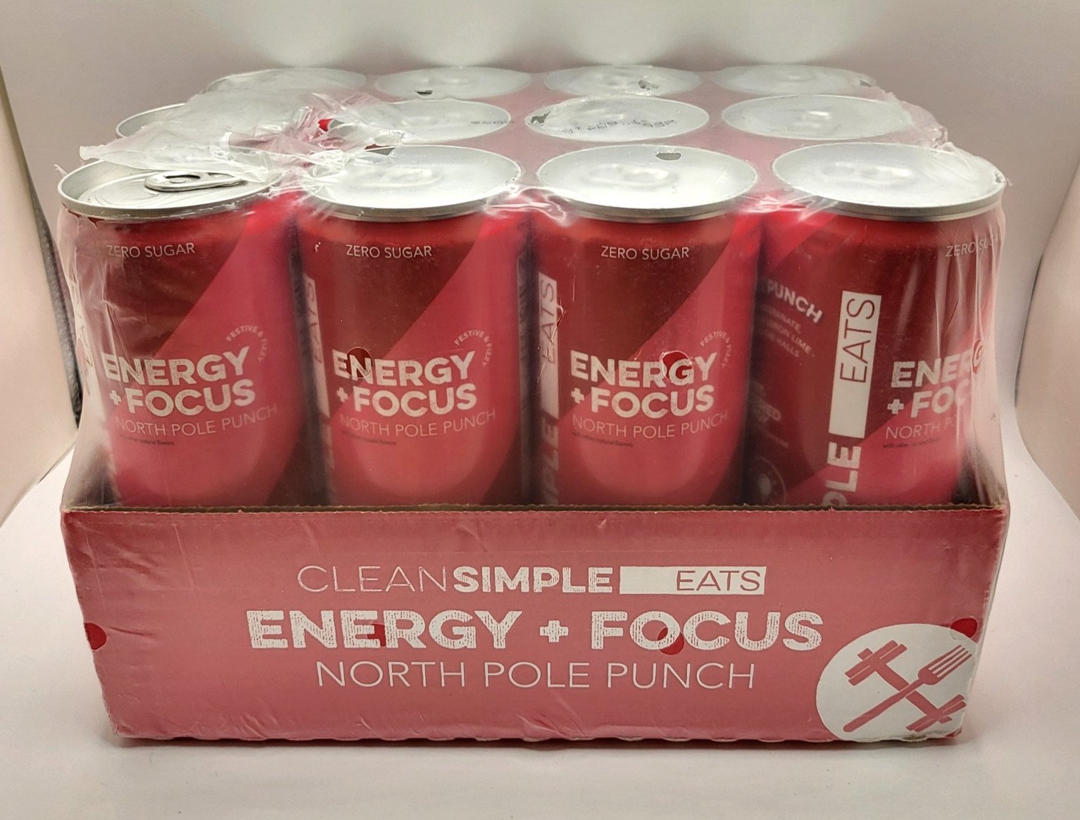 Clean Simple Eats 12 PACK Energy + Focus NORTH POLE PUNCH 12 oz cans x12 Pk