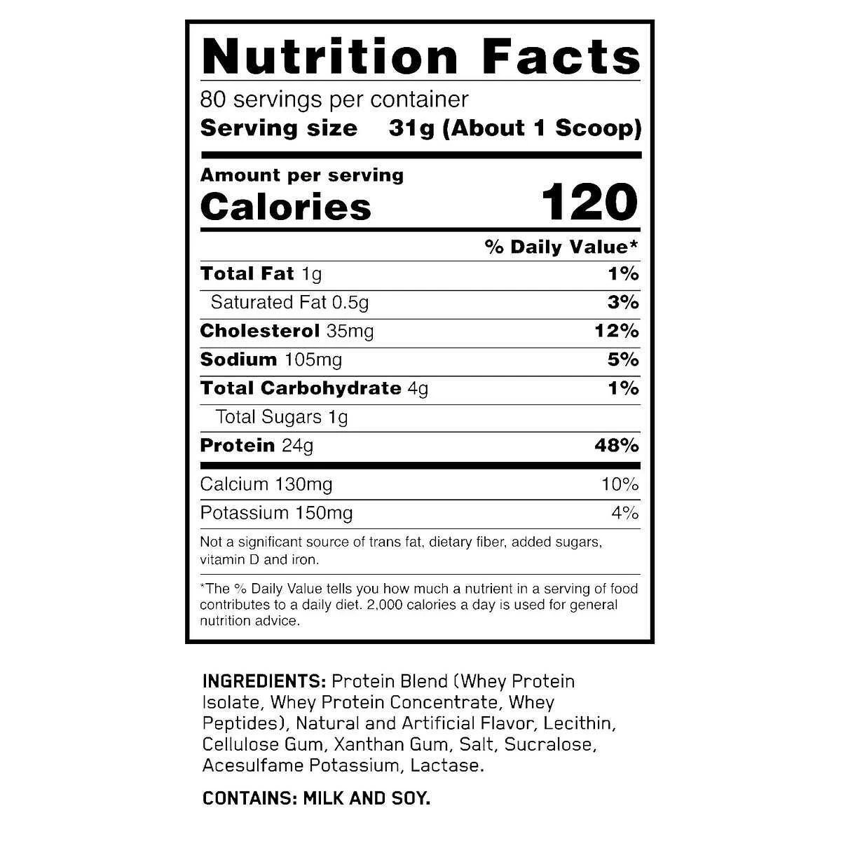 Optimum Nutrition Gold Standard 100% Whey Protein, rBST Free, 80 Servings