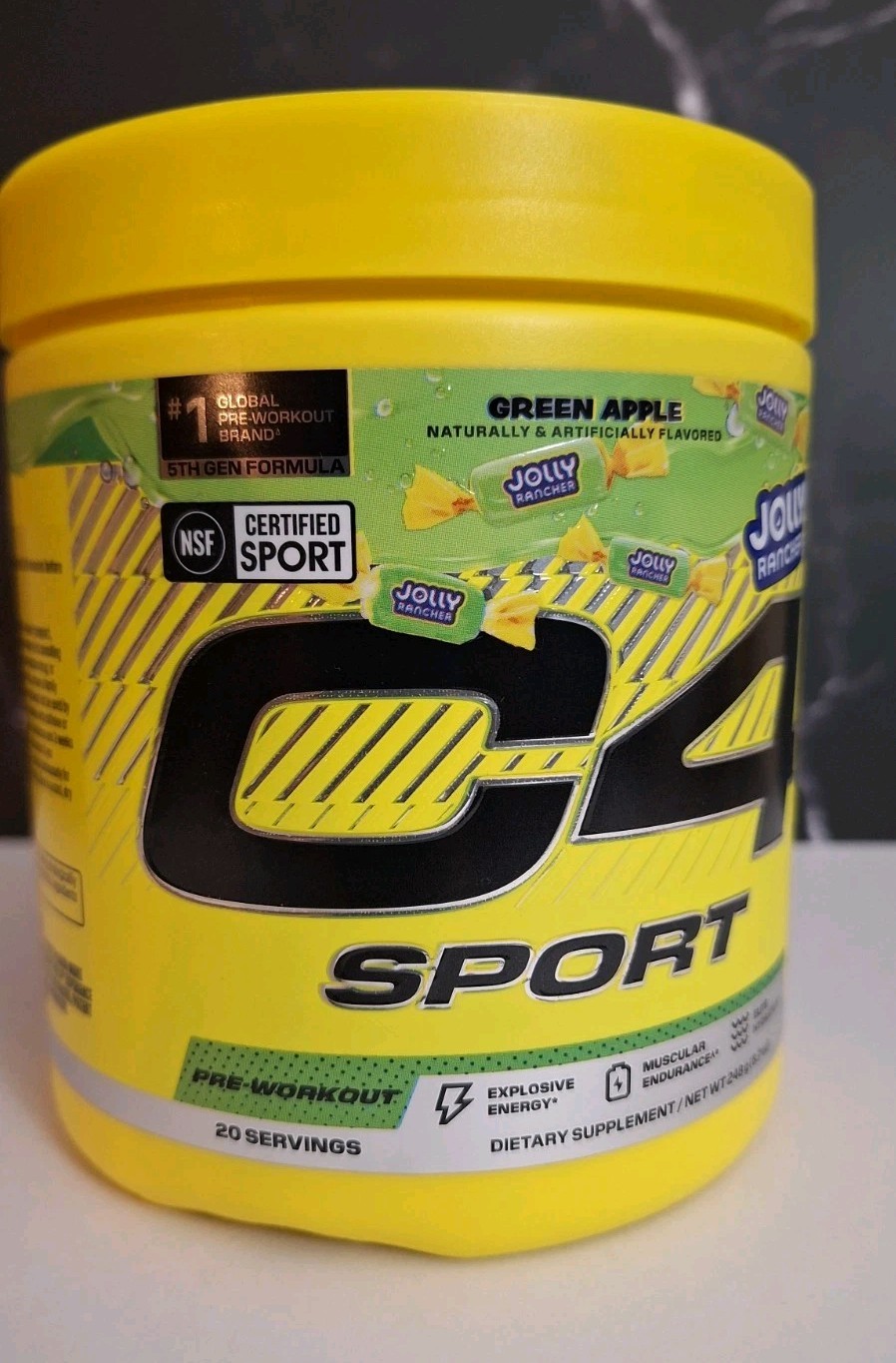 C4 Sport Pre-Workout, 2 Tubs, Jolly Rancher Green Apple, 20 Servings, 12/2027✨️
