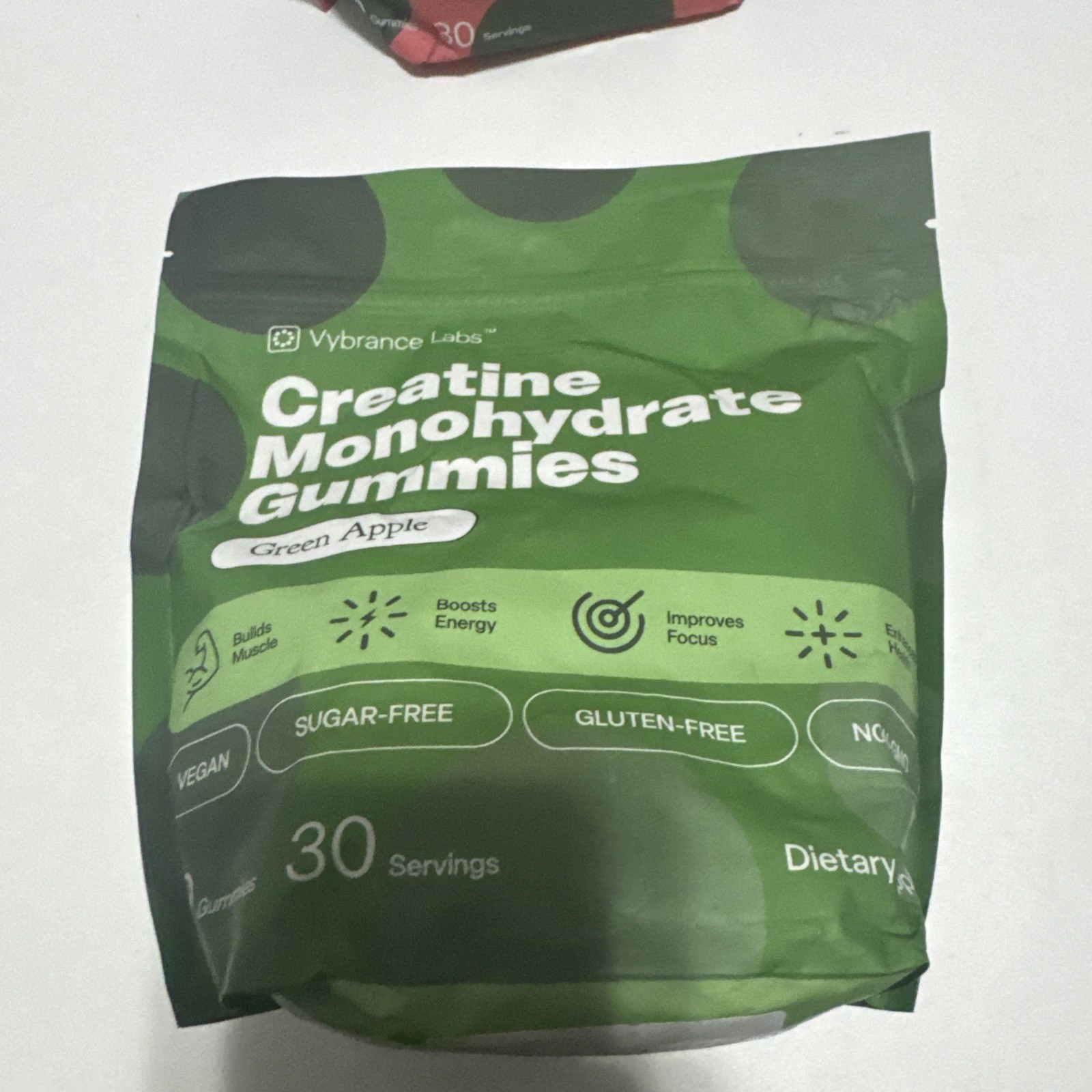 Vybrance Labs Creatine Monohydrate Gummies Green Apple Vegan (Lot of 3)