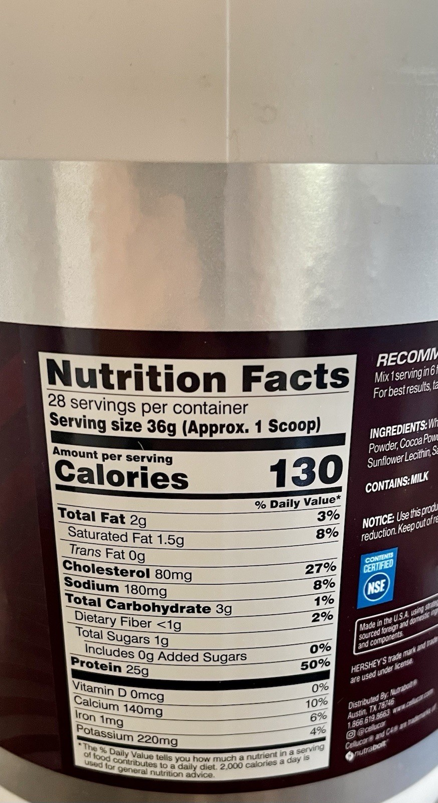 C4 Whey Protein, Hershey’s Milk Chocolate , 25g Protein/28servings