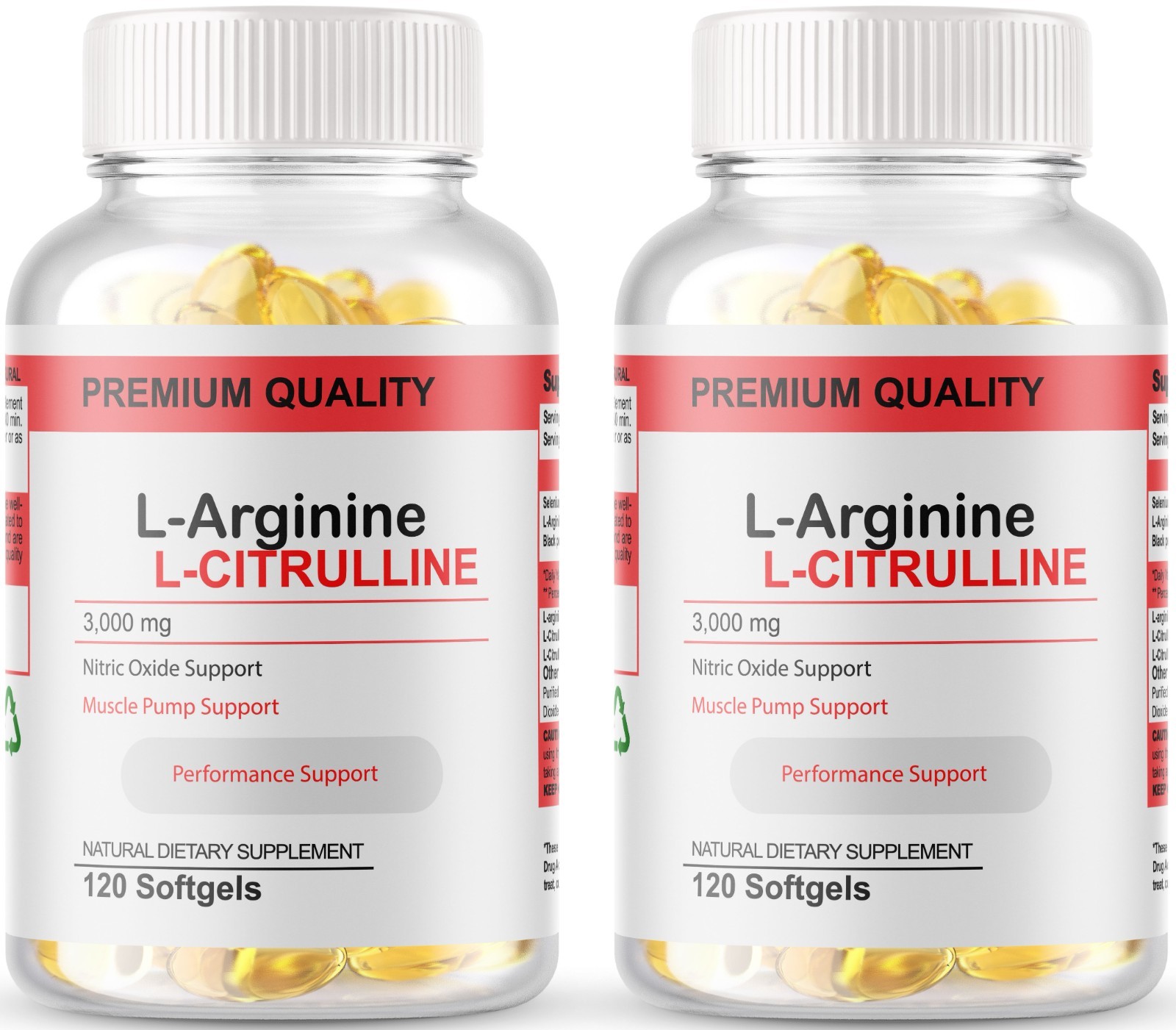 L-Arginine L-Citrulline Nitric Oxide Booster 3000mg, 240 Softgels, 120 Servings