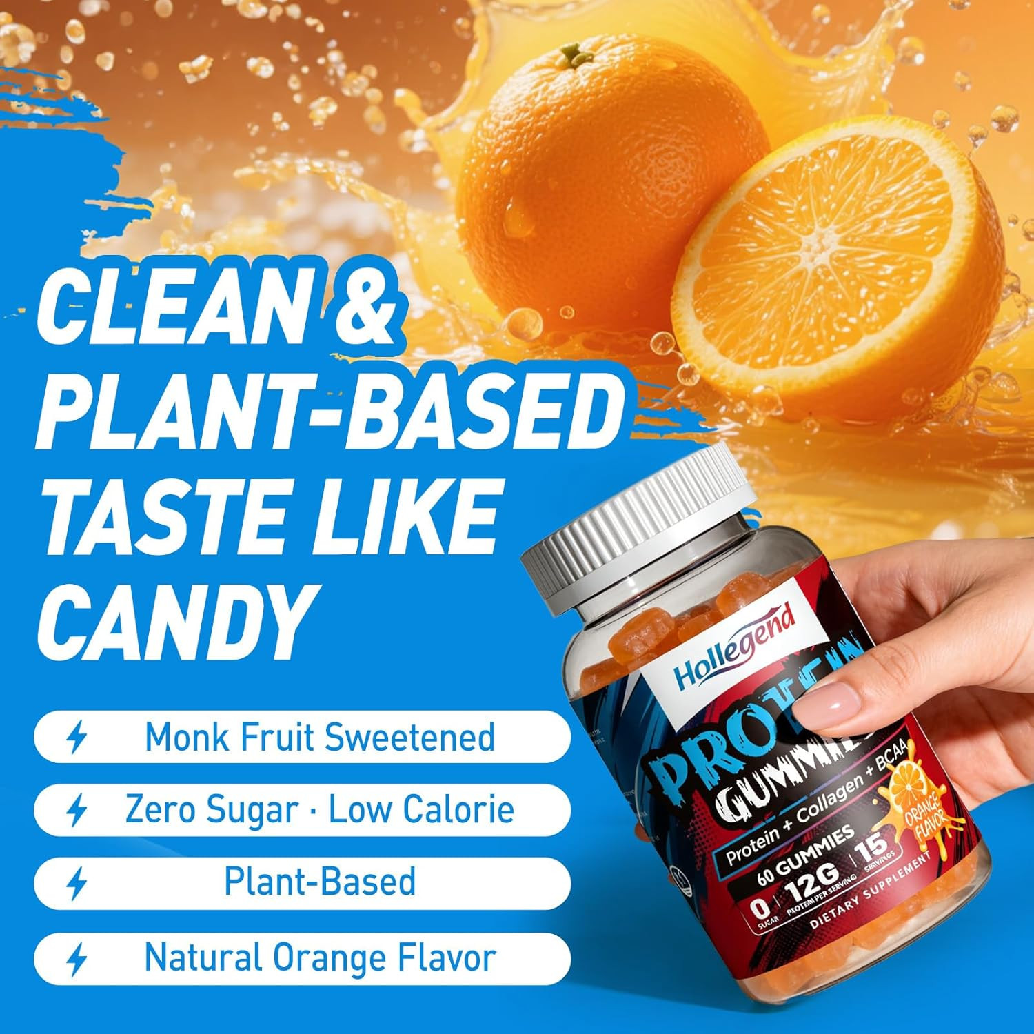 Whey Protein Gummies for Women Men, 12G High Protein Supplements with Collagen &