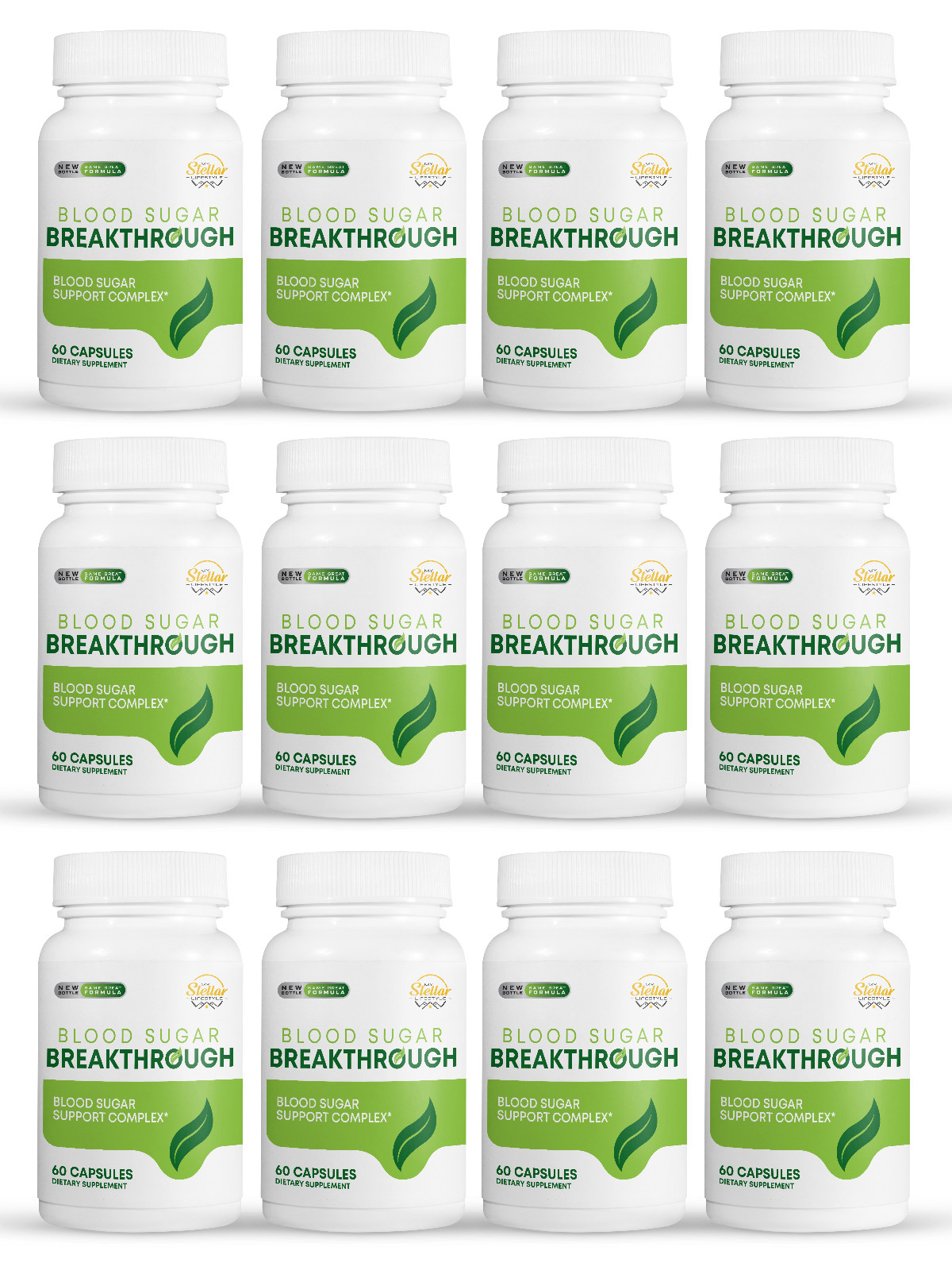 12 Pack Blood Sugar Breakthrough, blood sugar support-60 Capsules x12
