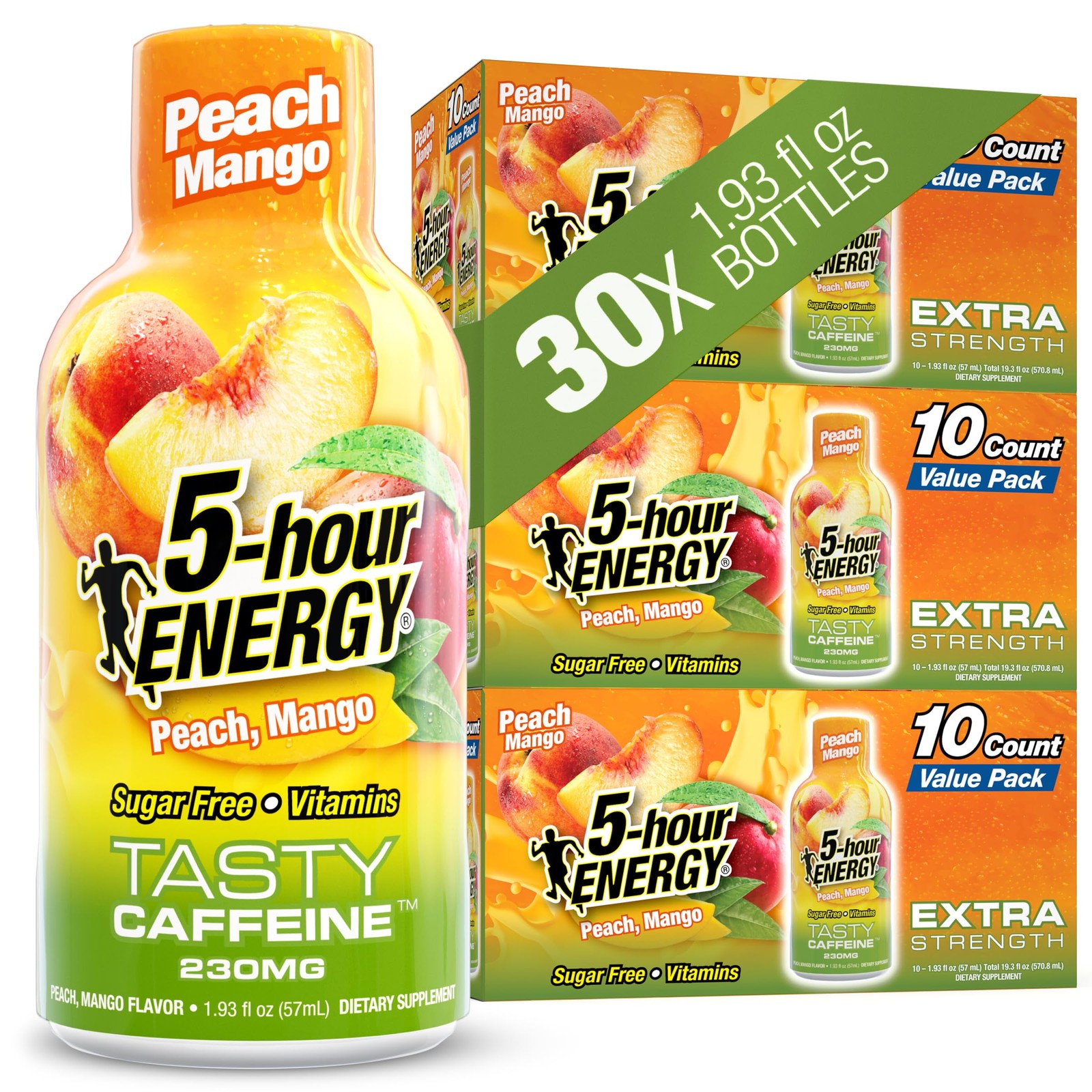 5-hour ENERGY PEACH MANGO Flavor, 30 Count, 1.93 Fl Oz Energy Shot, Extra…