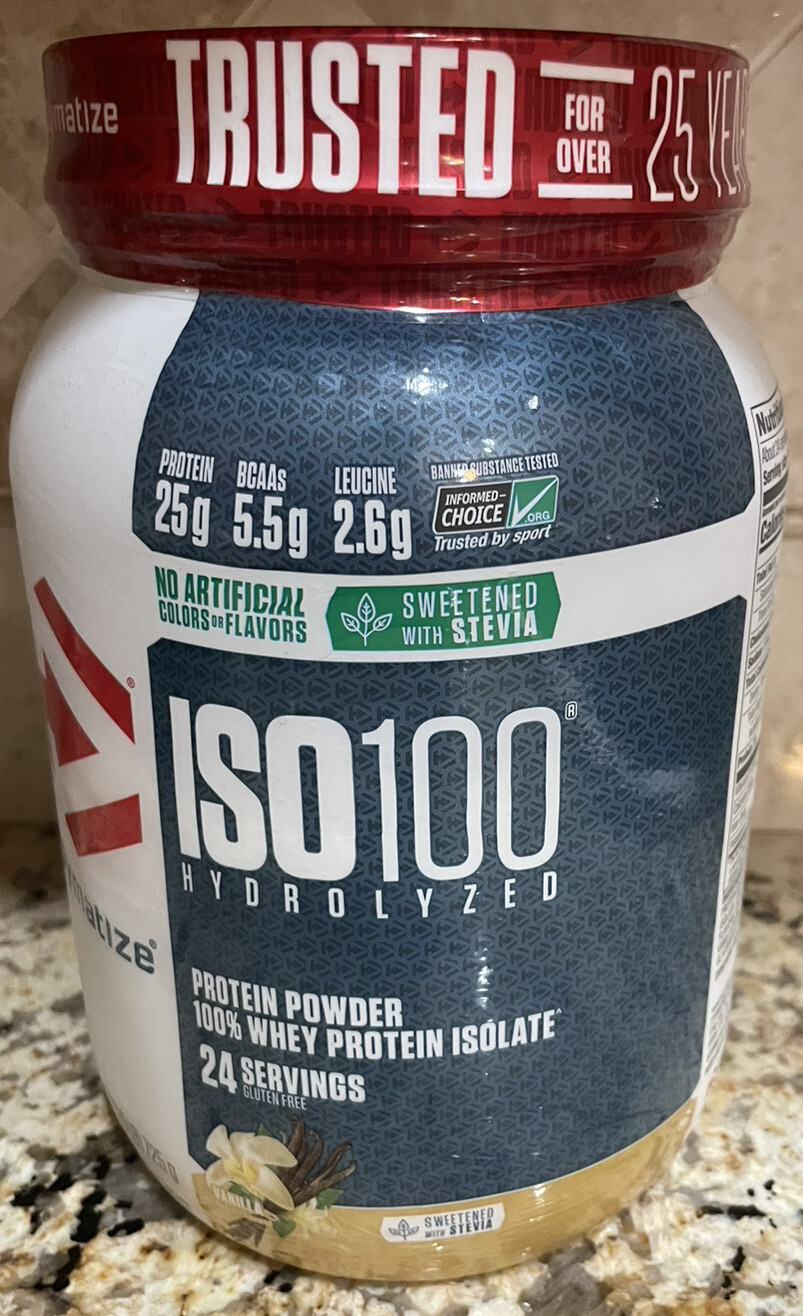 Dymatize ISO100 Hydrolyzed Whey Isolate Protein Powder, Gourmet Vanilla 1.6lb M1