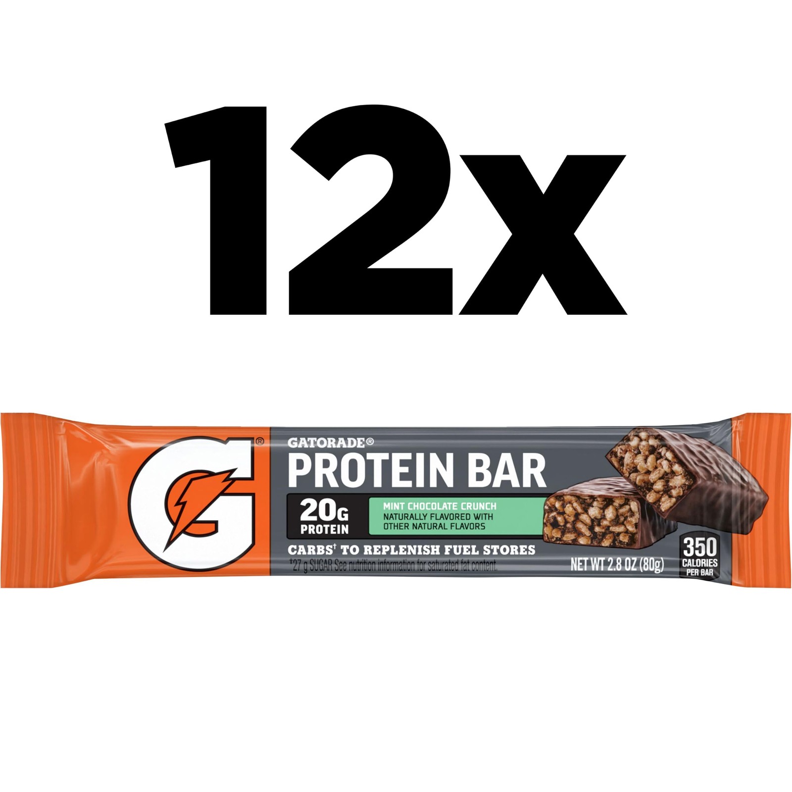 Gatorade Whey Protein Bars, Mint Chocolate Crunch, 2.8 Ounce (Pack of 12)