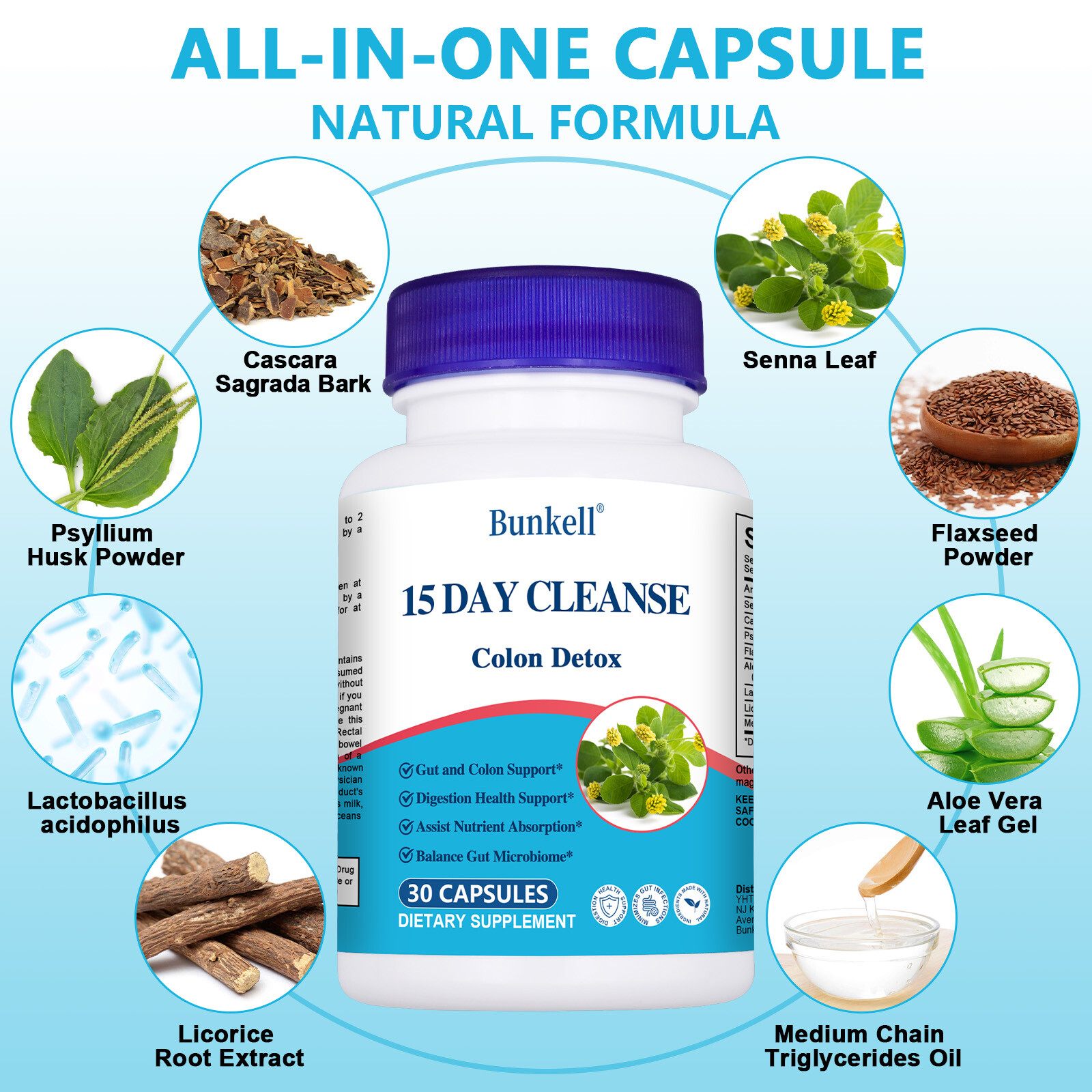 Gut and Colon Support 15 Day Cleanse Detox Colon Cleansing Capsules