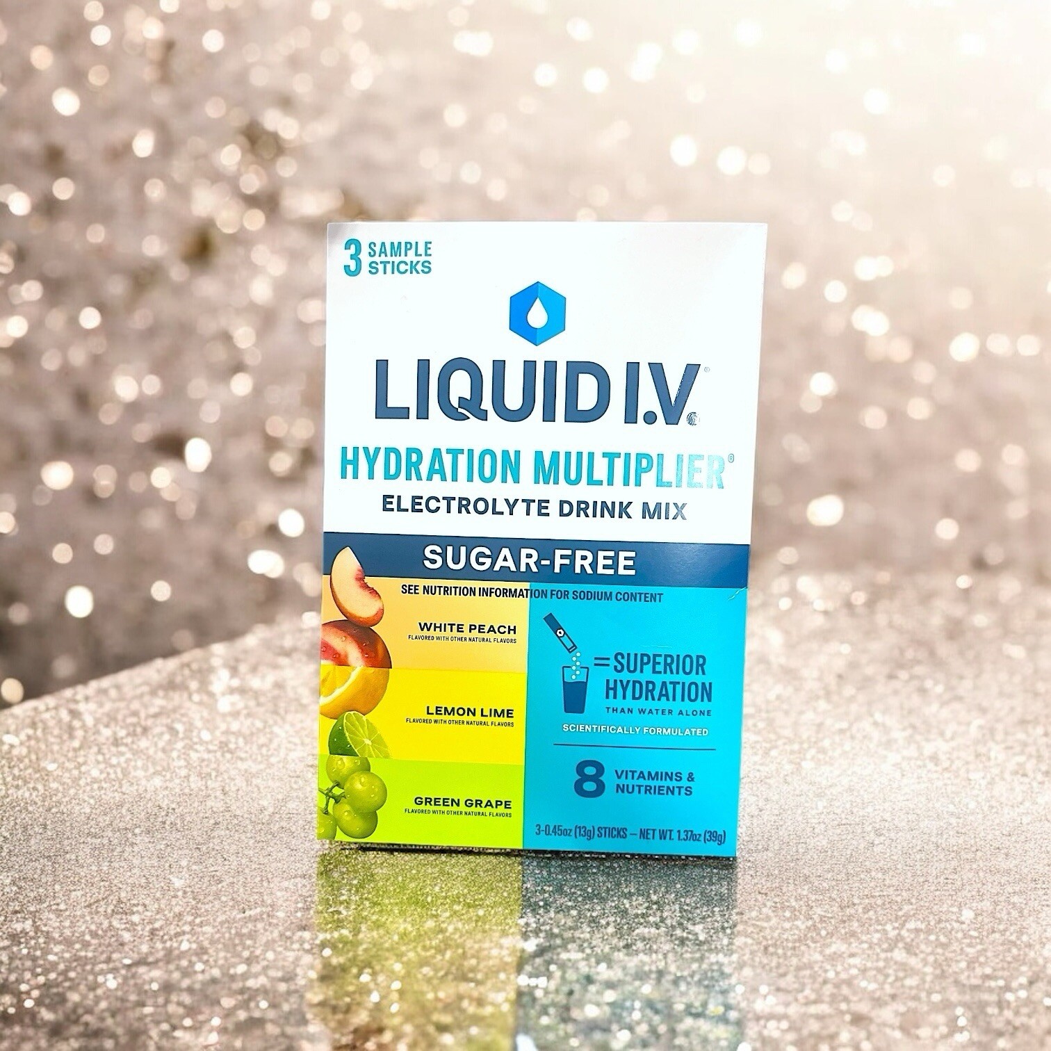 LIQUID IV Hydration Multiplier Sugar-Free 3 count sample pack 0.45 OZ EACH NIP