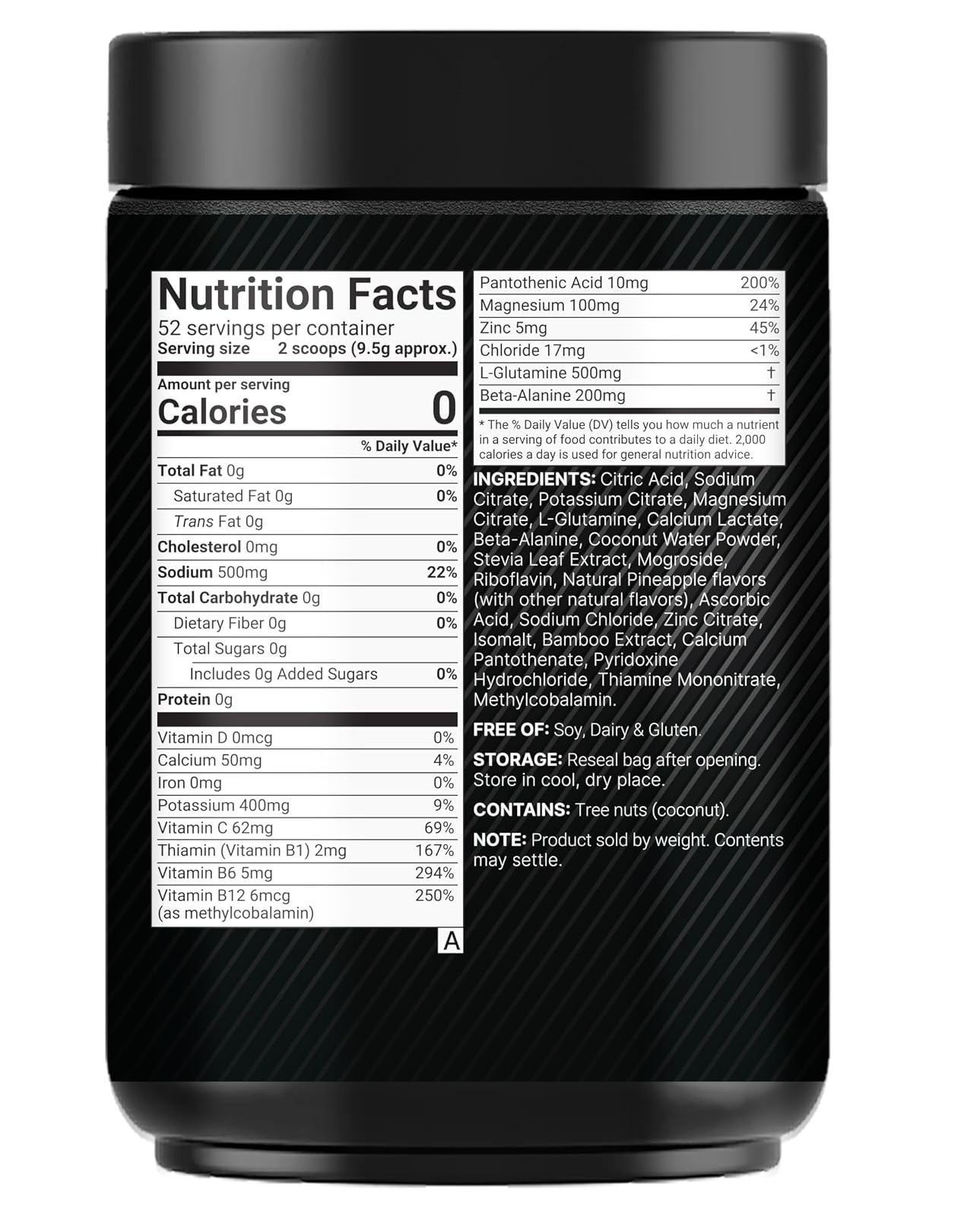 NatureBell Sport Electrolytes Powder No Sugar 500g – Tropical Pineapple Flavor