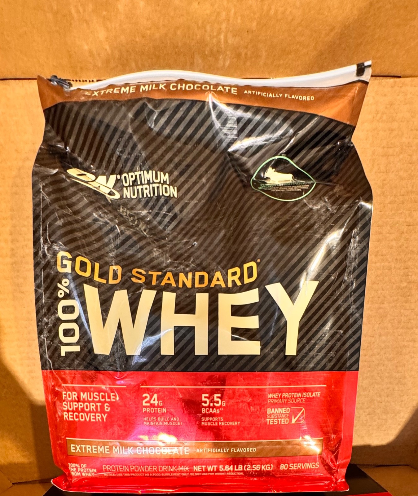 100% Whey Protein, Optimum Nutrition Gold Standard, 80 Servings, 24g Protein