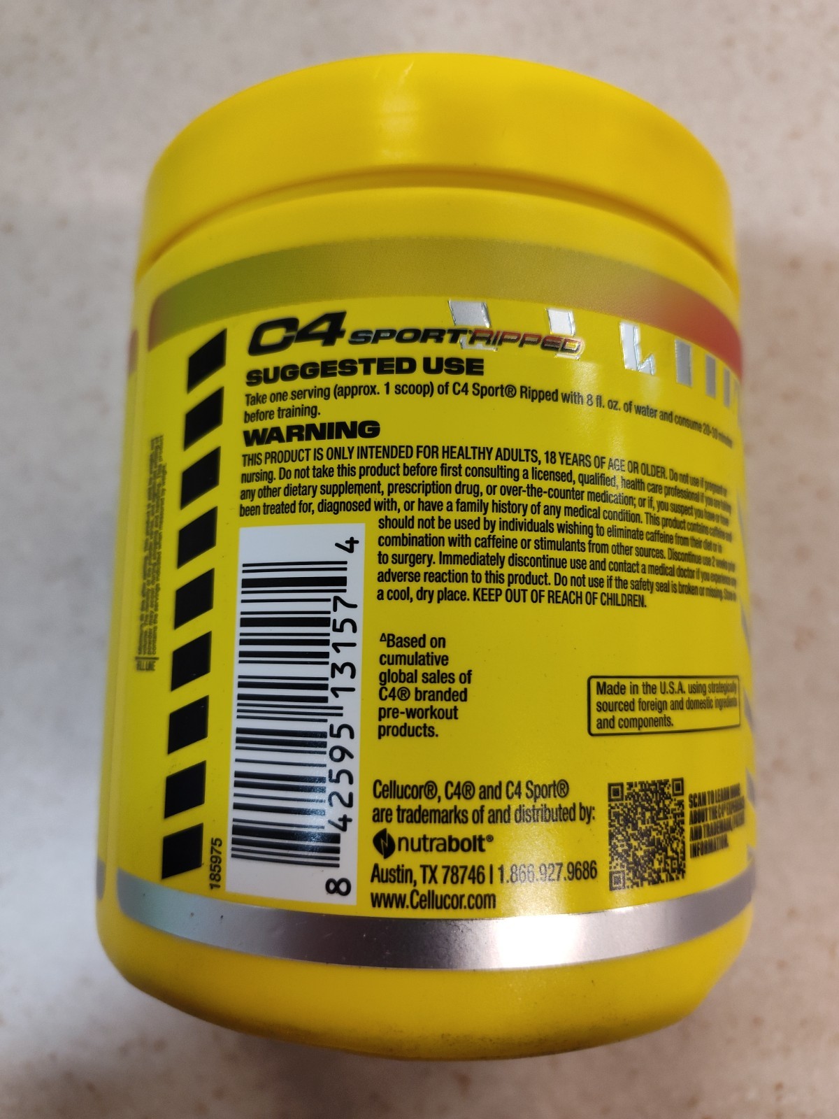 C4 Sport Ripped Strawberry Watermelon Pre-Workout Powder 9.9oz.