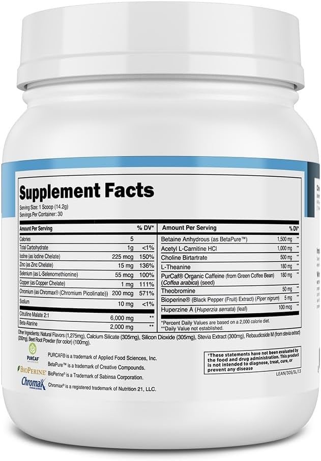 Cognitive Enhancer and Energy Booster Pre-Workout Powder – 30 Servings Canister