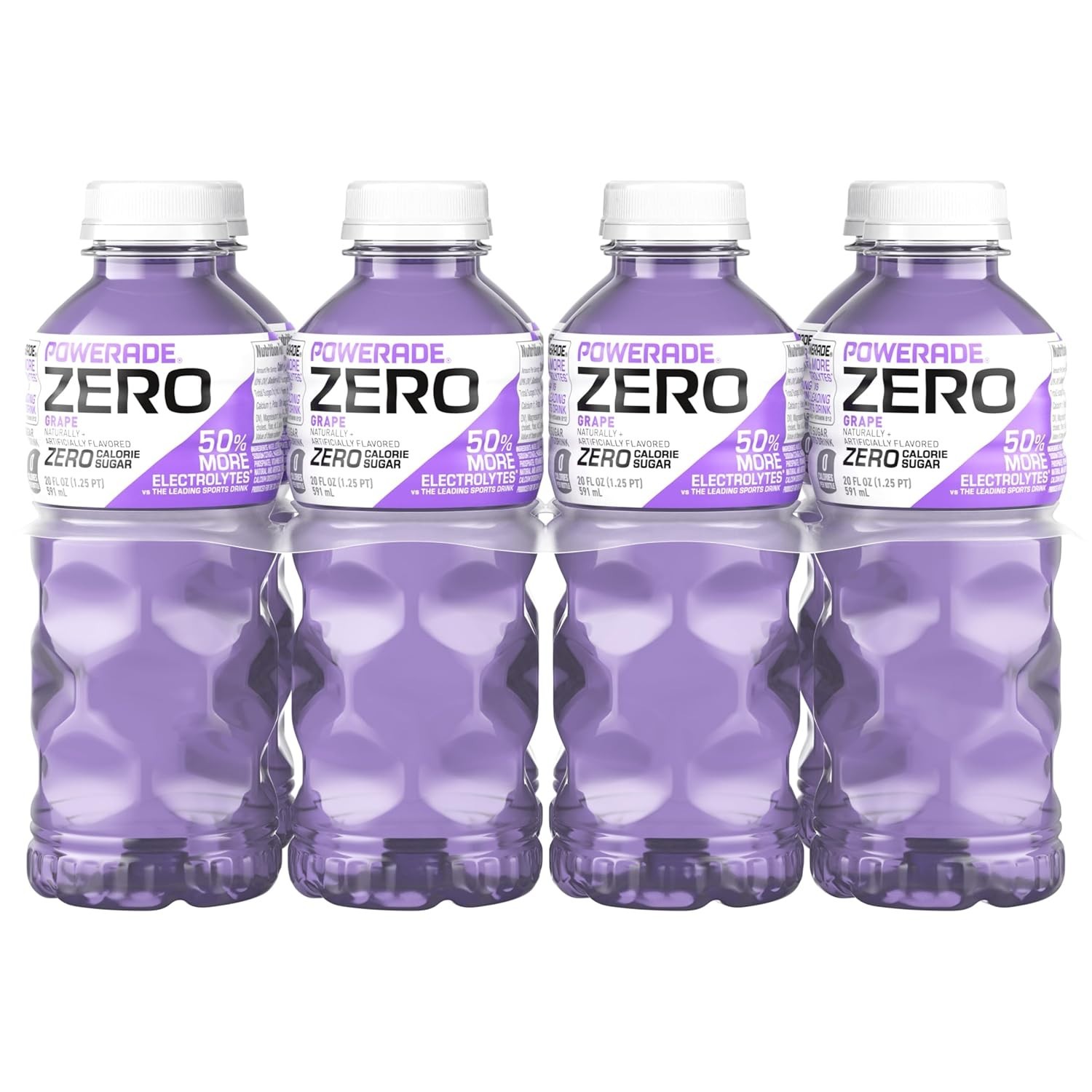 POWERADE Electrolyte Enhanced Zero Sugar Grape Sports Drink, 20 Ounce (Pack of 8