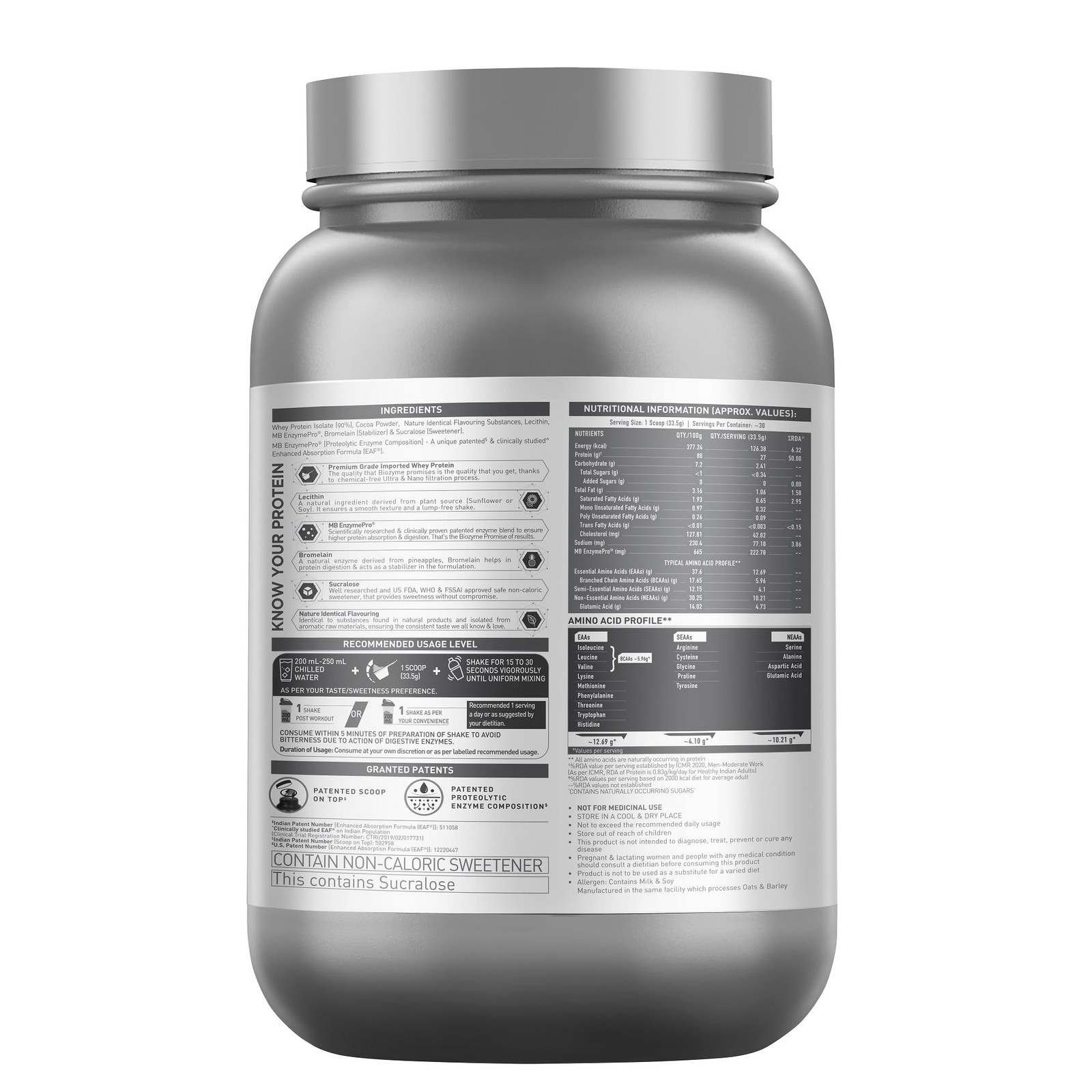 MuscleBlaze Biozyme Iso-Zero 1Kg Swiss Choc Hazelnut | 26.4g Protein