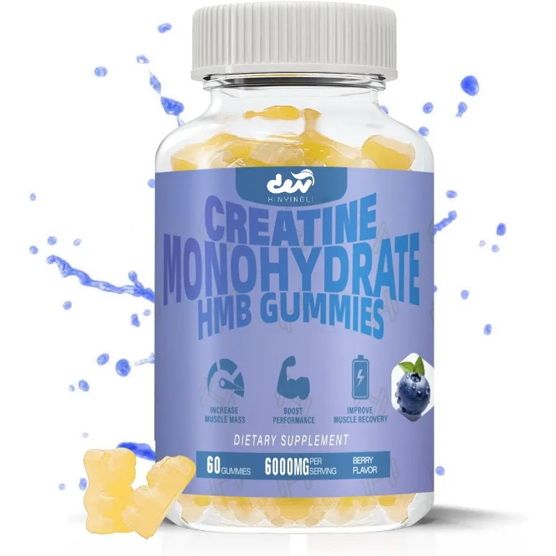 Gommes créatine HMB 1000 mg 5000 mg soutien muscles endurance vegan 60 pcs