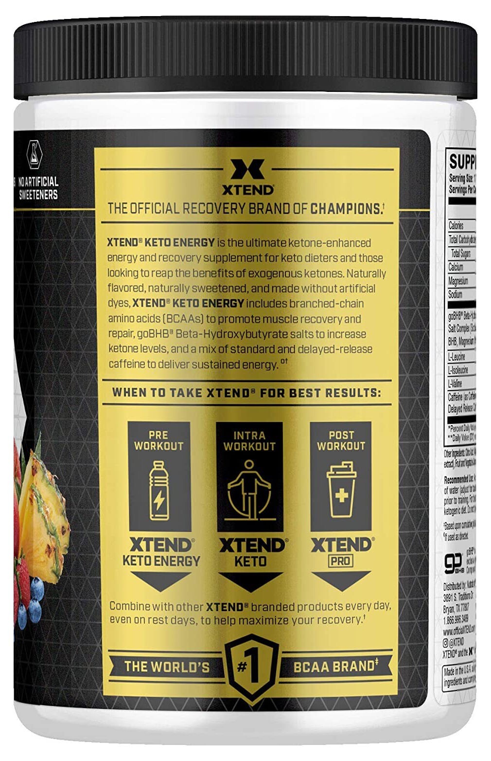 Scivation XTEND | Fruit Punch 20 Servings – BCAA Amino Acids + 125mg Caffeine