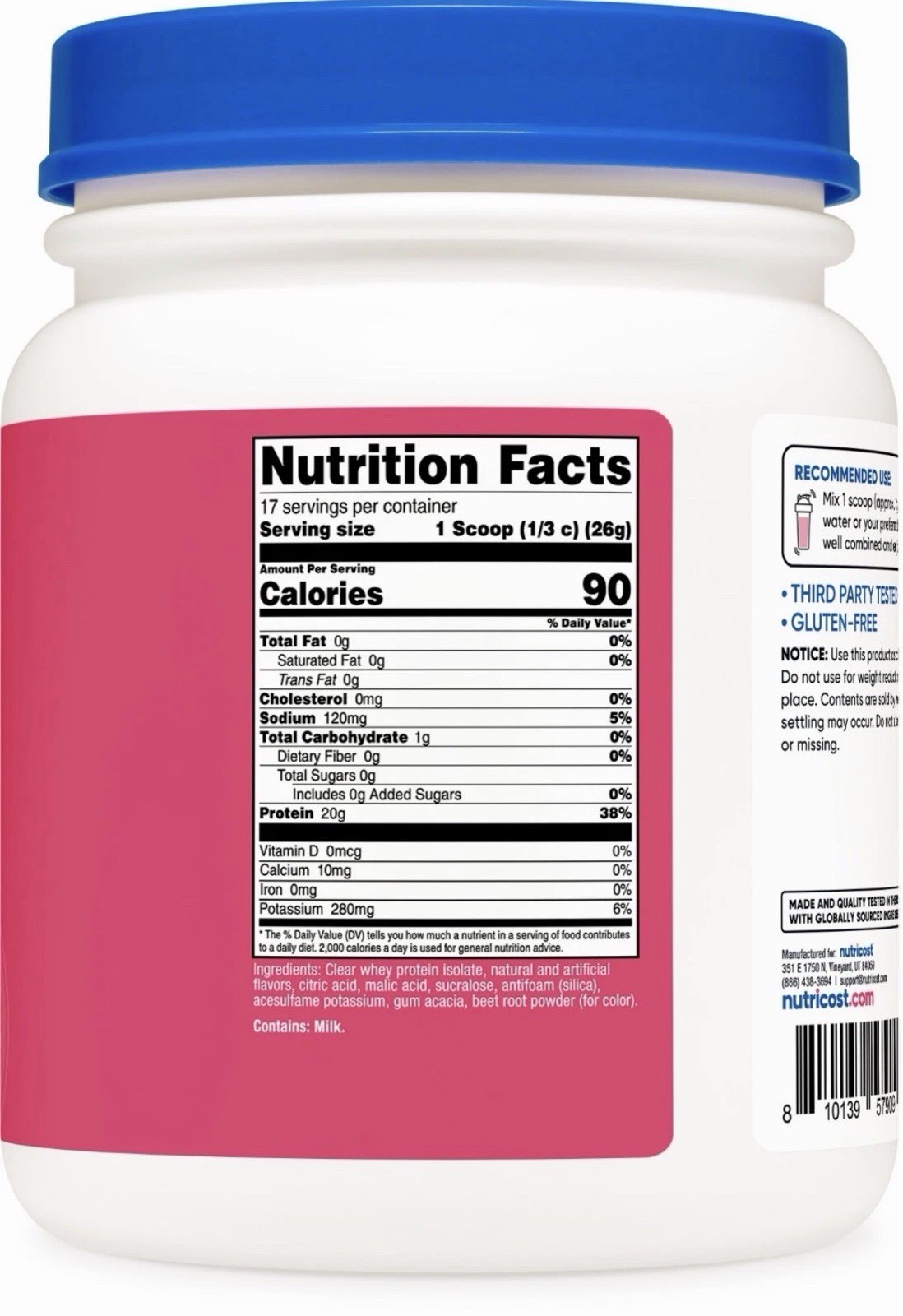 Nutricost Clear Whey Protein Isolate Powder (Strawberry Banana) 1 LB