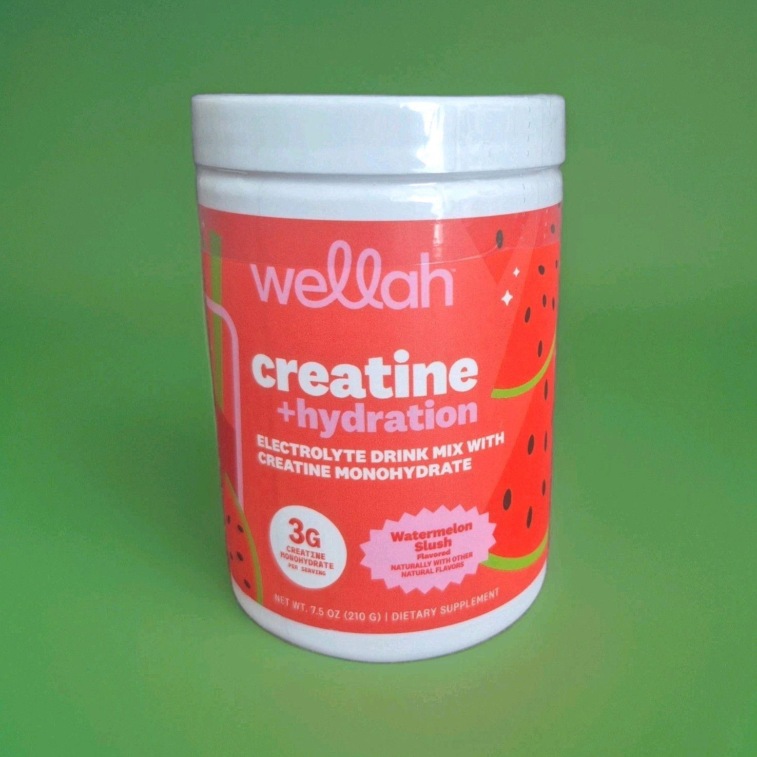 Wellah Creatine Hydration Electrolyte Drink Mix Watermelon Slush Powder 7.5oz