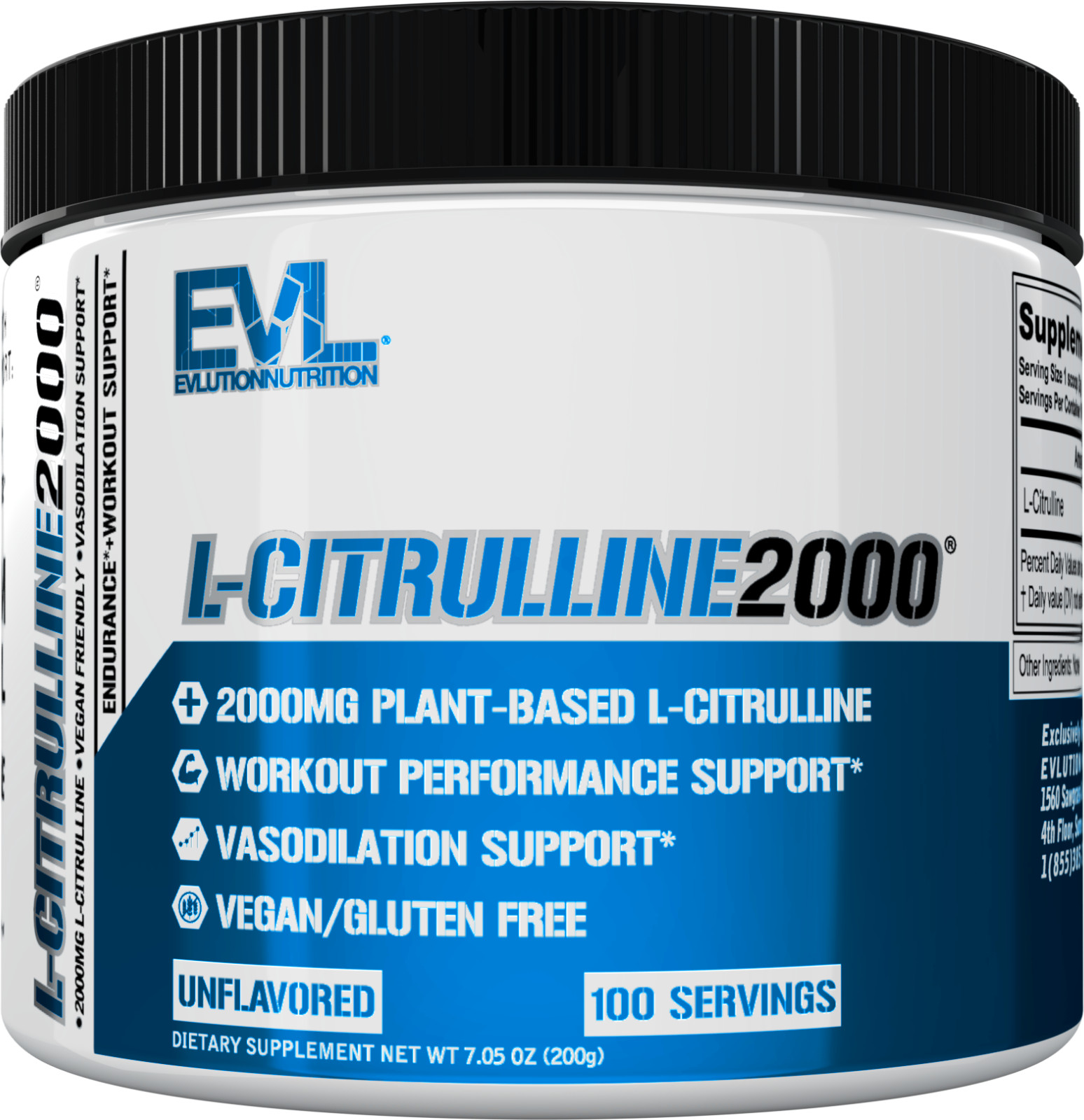 Evlution Nutrition L-Citrulline – Workout & Vasodilation Support – 100 Servings