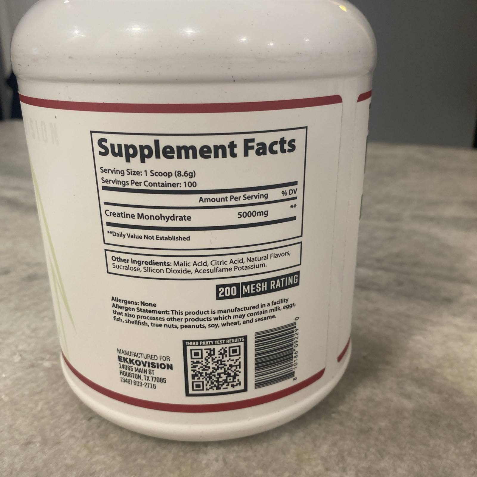 Ekkovision Creatine Monohydrate Powder Micronized Sour Watermelon 100 servings