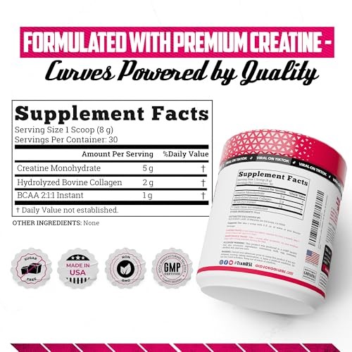 Creatine Monohydrate Powder 5000mg Collagen BCAA Women Strength Recovery