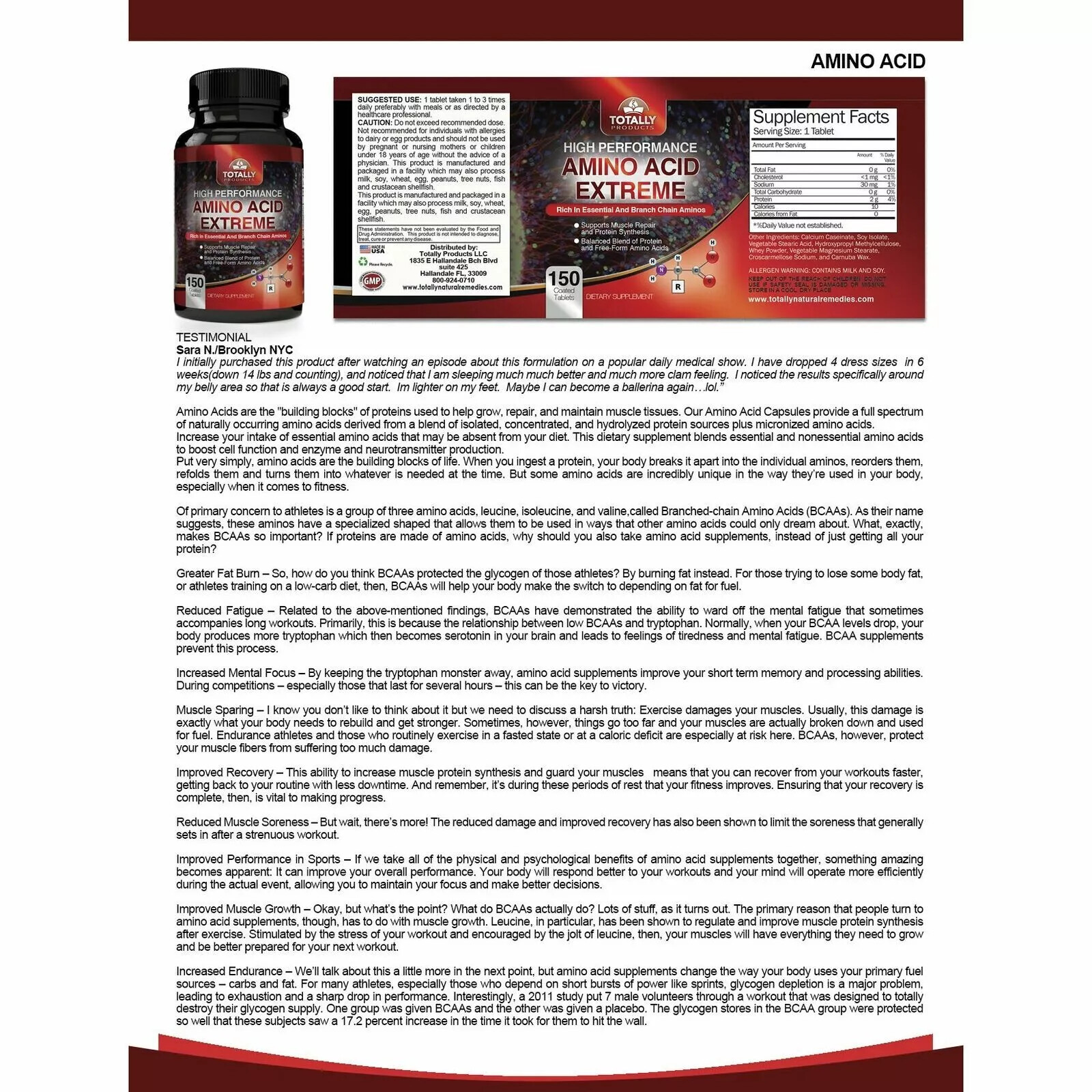 Amino Acid Muscle Support & Cholesterol Control 660 Heart Supplement 60 Capsules