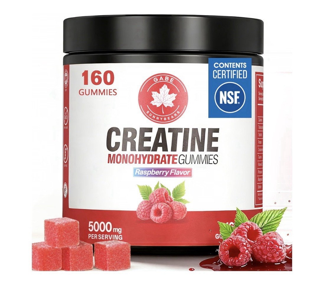 Gabe Sunnybears Creatine Monohydrate Gummies Raspberry 160 ct 5000mg NSF