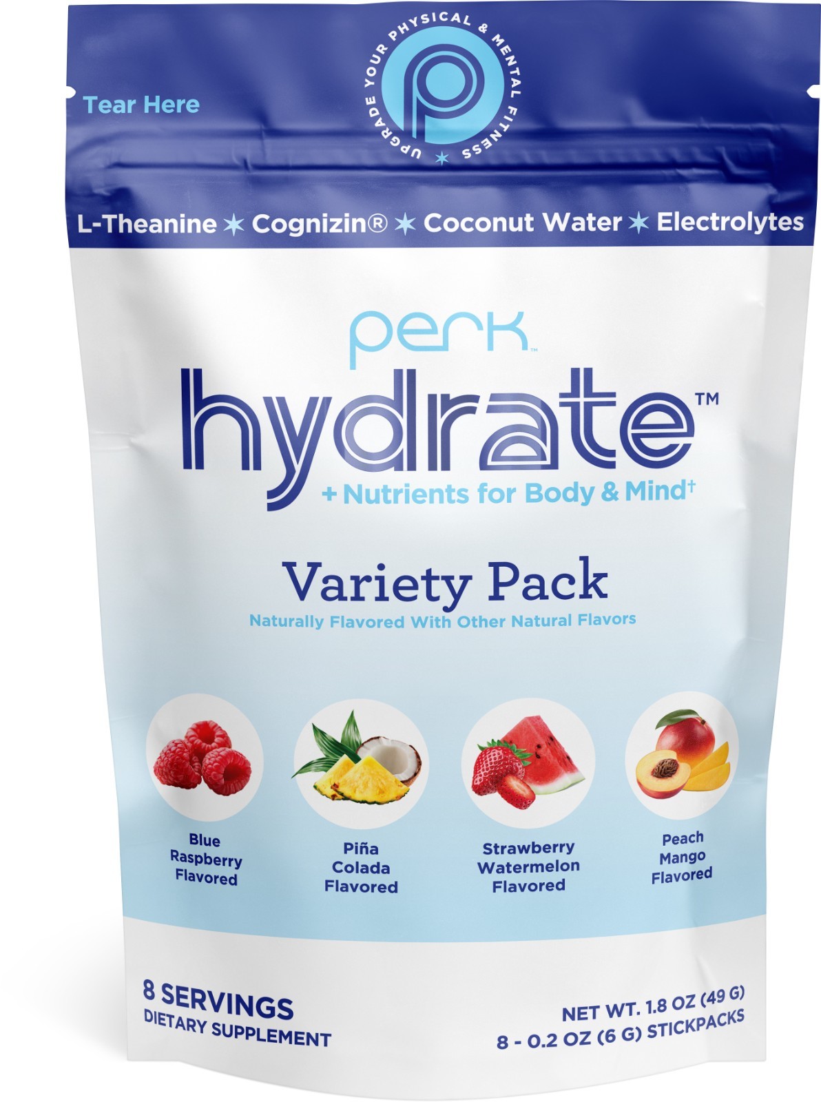 Perk Hydrate Electrolyte Stickpacks (Variety Pack) 8 Packets – Zero Sugar