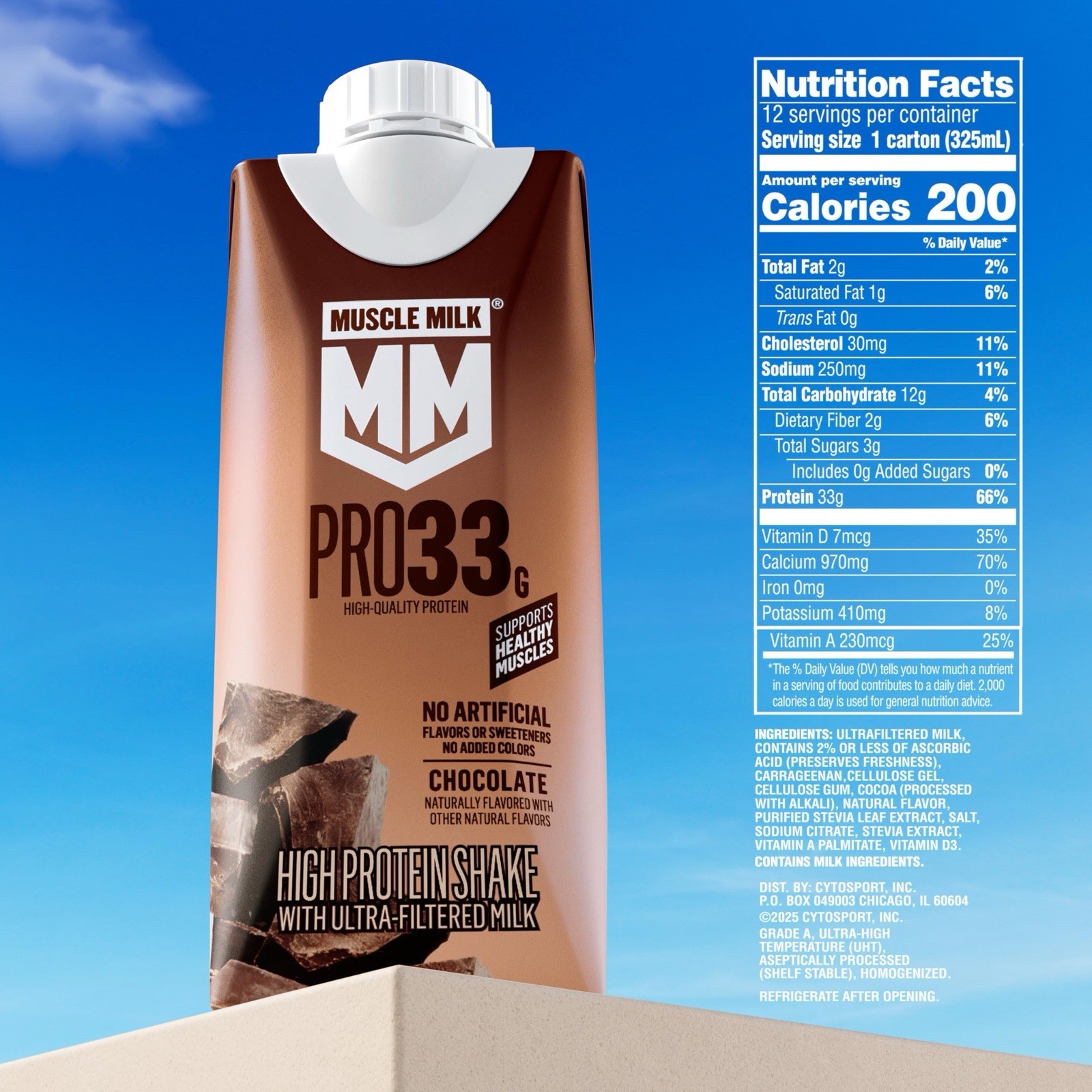 Muscle Milk Pro High Protein Shake, Chocolate 🍫 11 fl oz Cartons, (12 Pack)