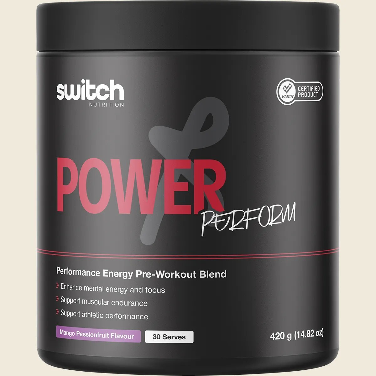 New Switch Nutrition Power Perform Pre-Workout Blend Mango Passionfruit 420g