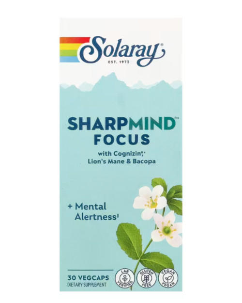 Solaray SharpMind Focus Dietary Supplement 30 Veggie Capsules