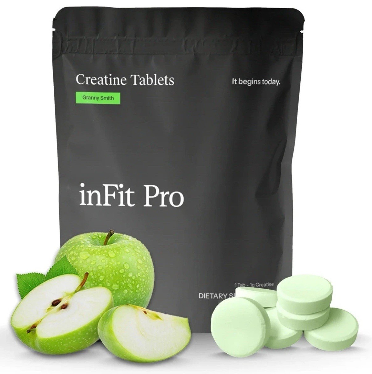 InfIT Pro Creatine Monohydrate Tablets Sour Apple 120ct 1g Tablets 120g Total