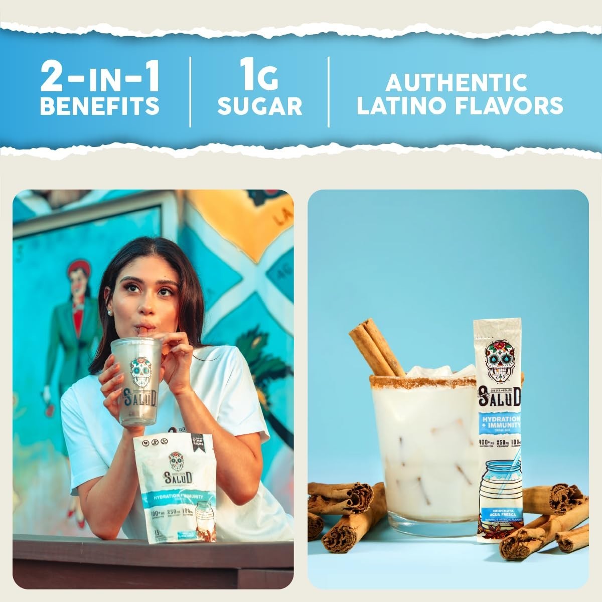 2-in-1 Hydration Packets & Immunity Electrolytes Powder, Horchata Drink Mix, Veg