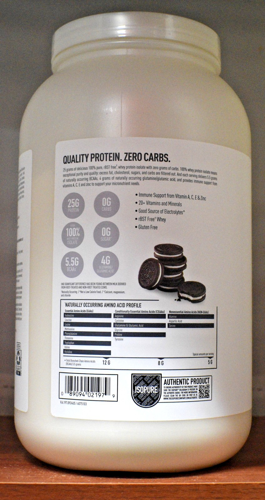 Isopure Cookies & Cream Zero Carb Protein Powder 3 lb (1.36 kg) 44 Servings